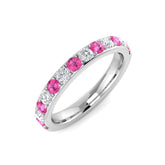 Pink Sapphire & Diamond Half-Eternity Ring in White Gold